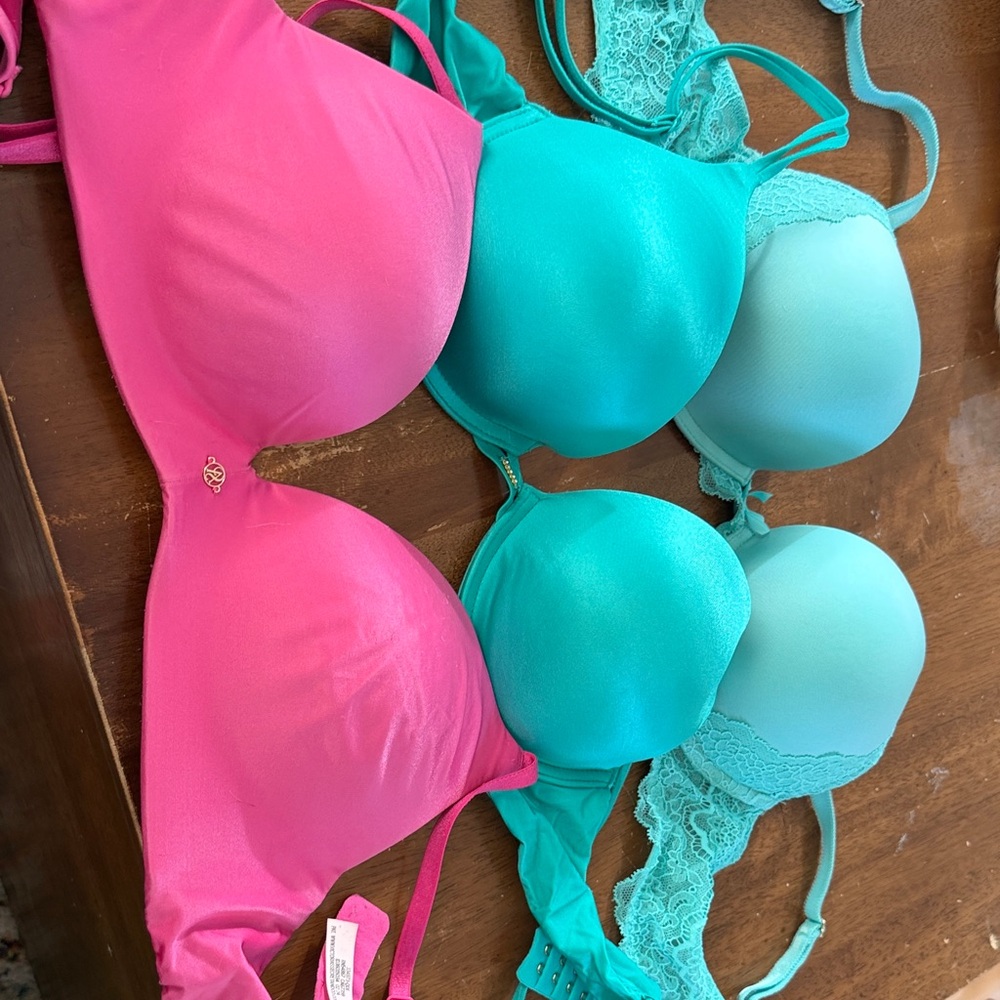 Victoria's Secret Pink and Teal Bras